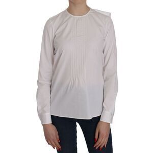 Dsquared² White Crew Neck Long Sleeve Cotton Women's Blouse